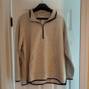 Market & Spruce Beige Zip-Up Sweater